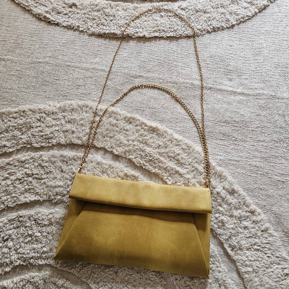 Urban Expressions Emilia Clutch, Mustard Yellow Snake Print